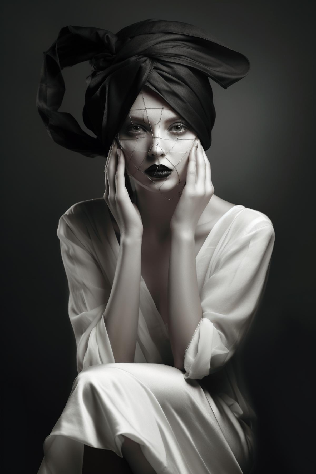 beautiful model in an unusual image, minimalism, in the style of Vivienne Westwood