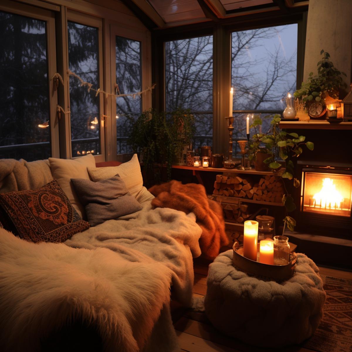 It’s winter outside, but the room is warm and cozy