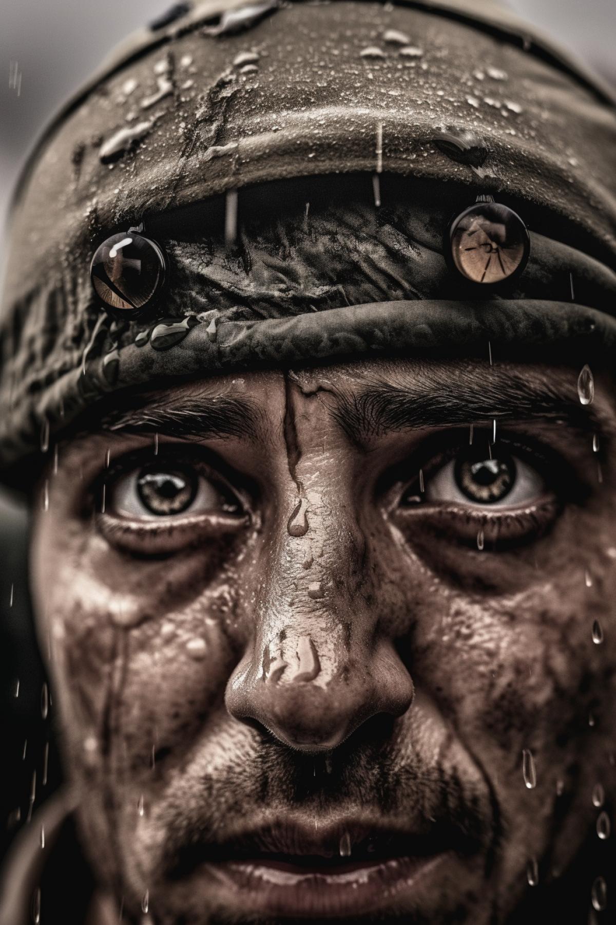 War, reflection in the eye, tears, fear