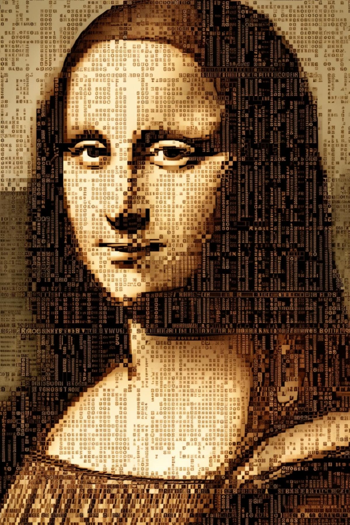 Mona Lisa portrait made as text of type-writer