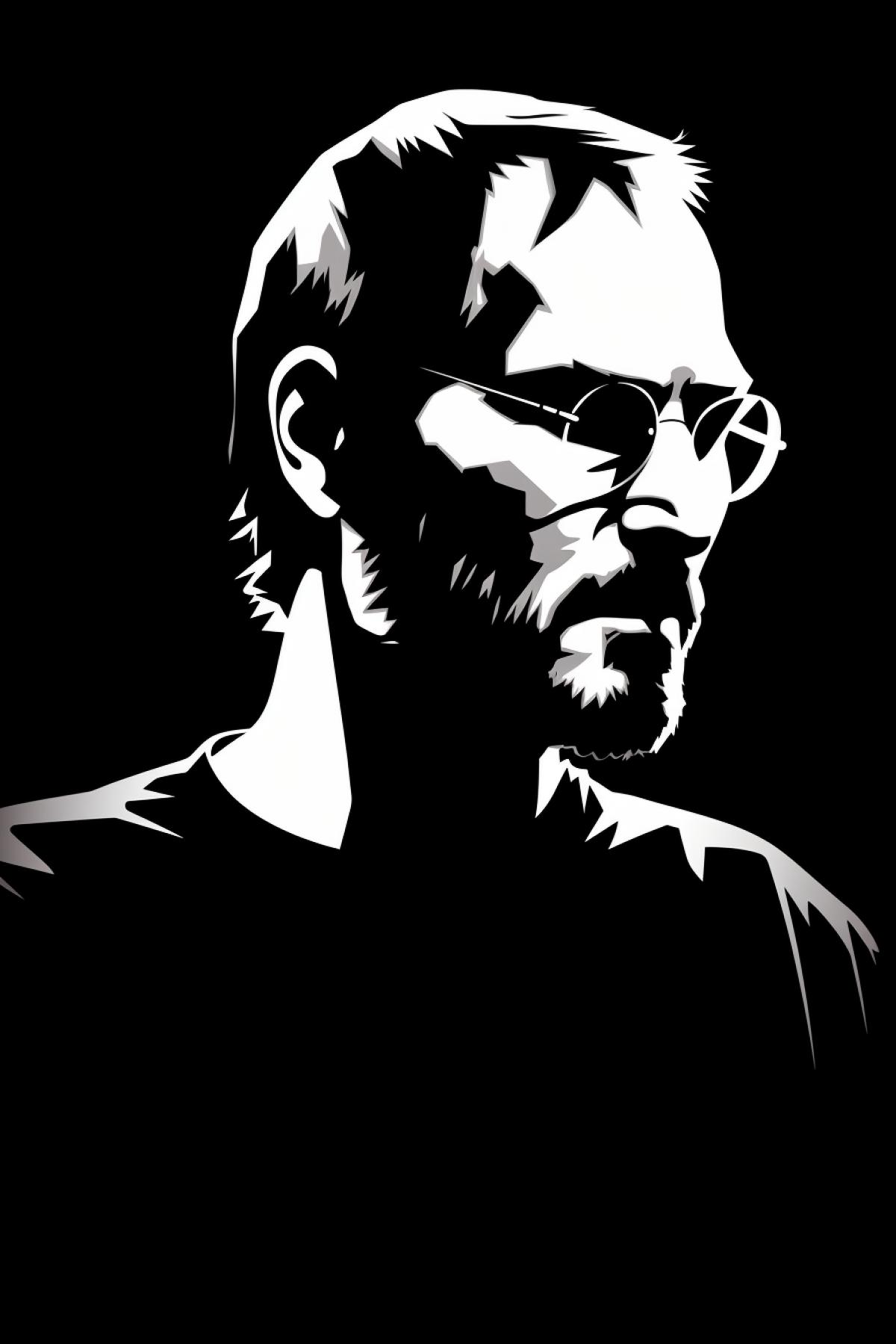 Pop art portrait of Steve Jobs dark-and-white dark T-shirt i-gadgets
