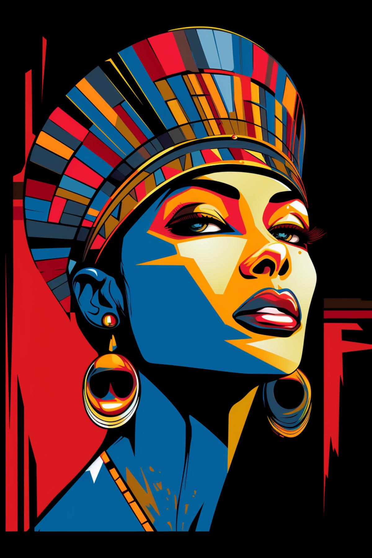 Queen Nefertiti Pop art Egyptian stylistics portrait Roy Lichtensteins style