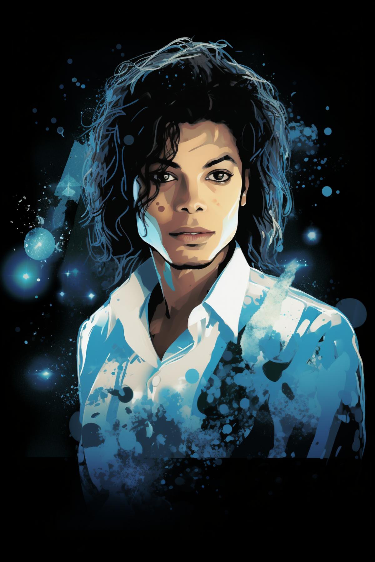 Young Michael Jackson pop up portrait in moonlight epic 4k