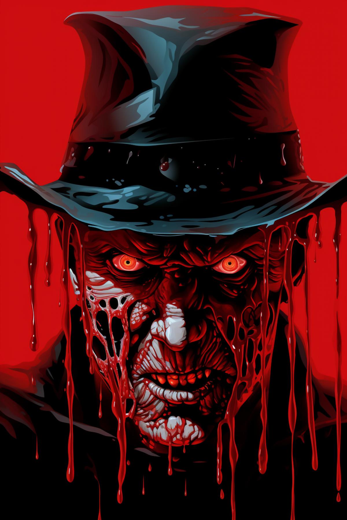 Freddy Krueger pop art horror portrait red liquid shades