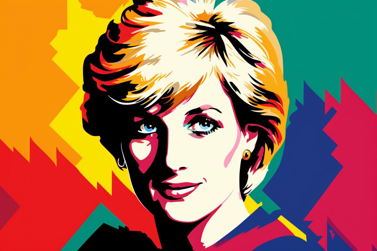 Princess Diana pop art portrait beautiful blink-and-you-miss-it details
