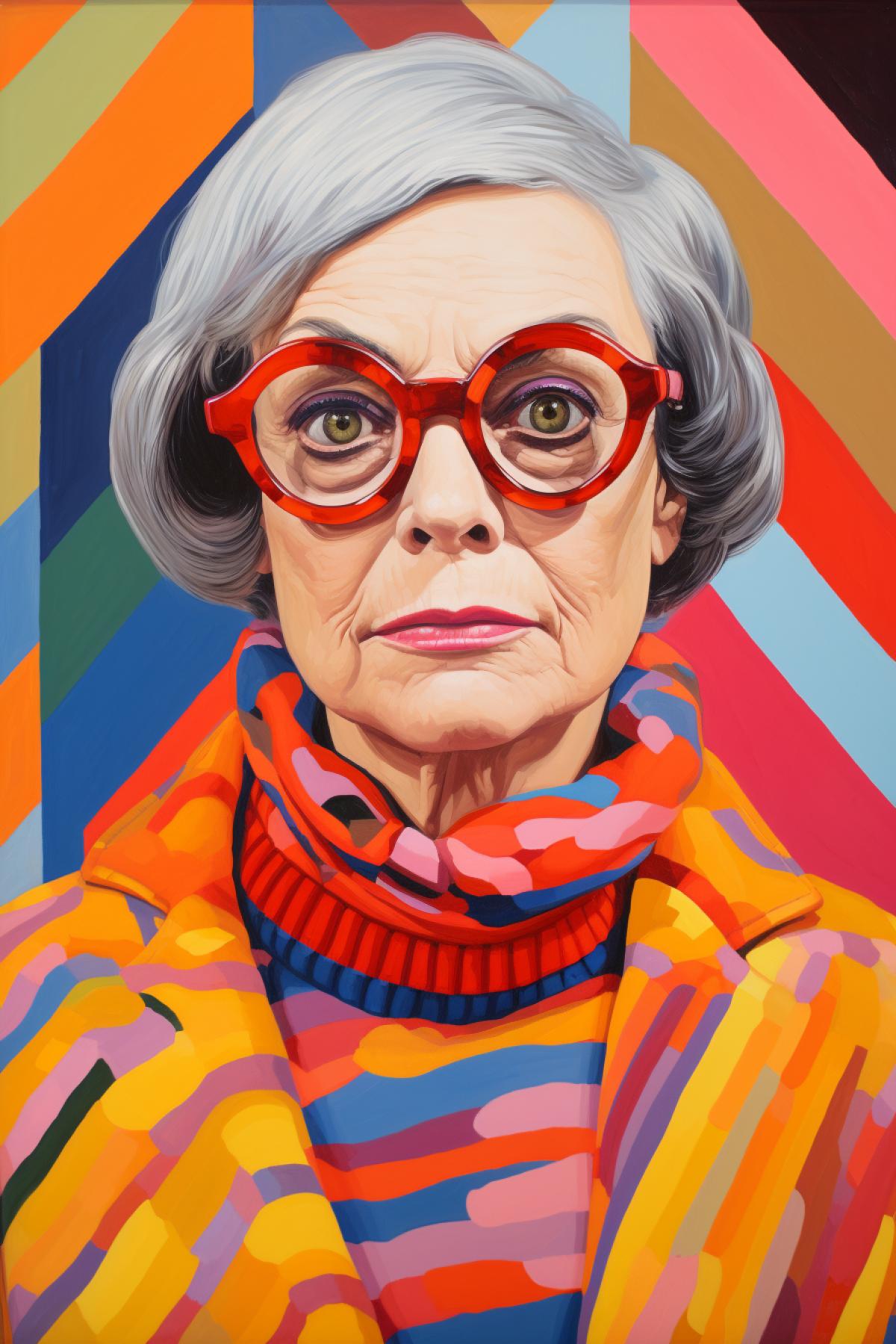 Portrait of a woman in the style of David Hockney