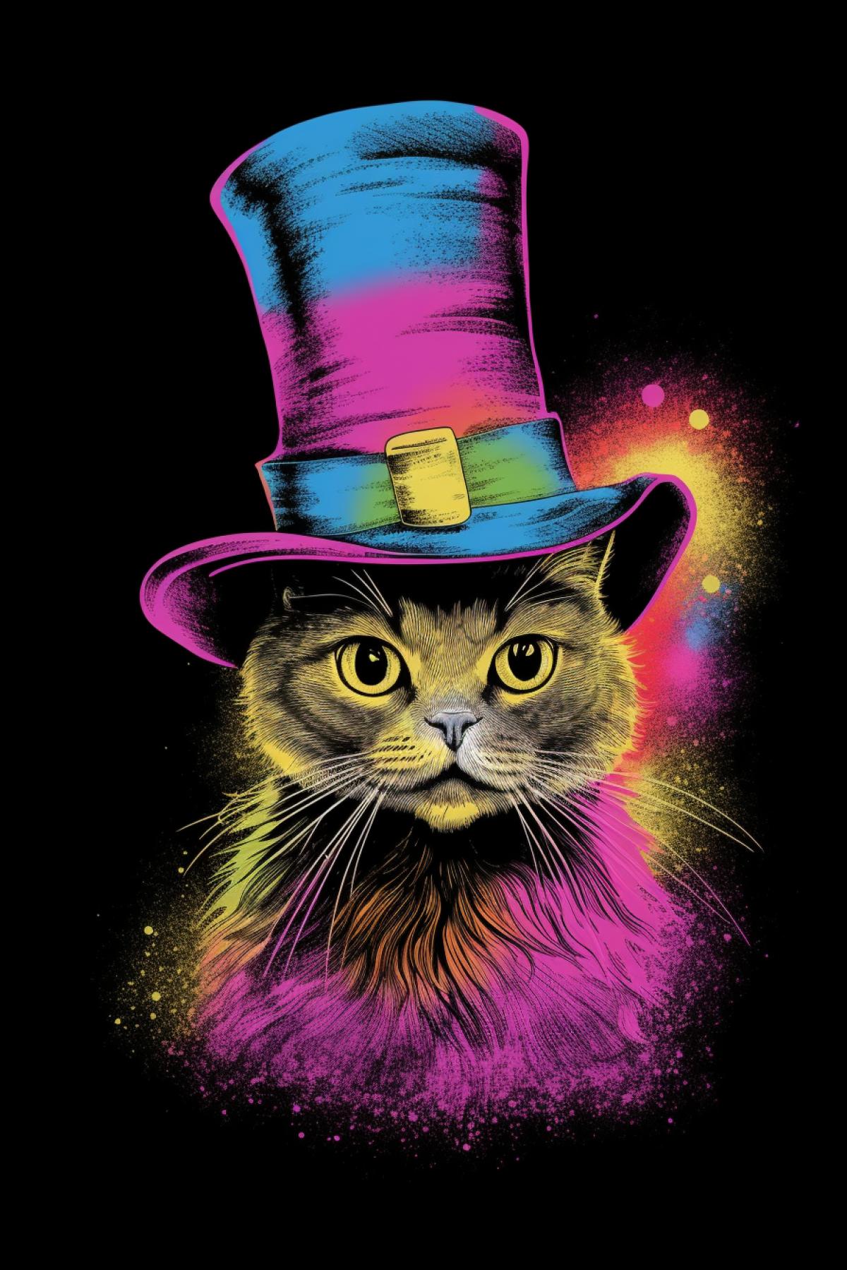 Por art, sorcerer cat, pop art style
