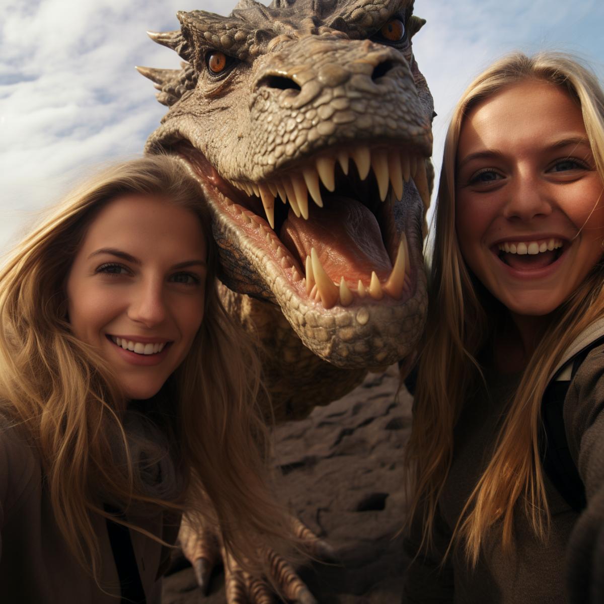 goPro selfie, woman with dragon