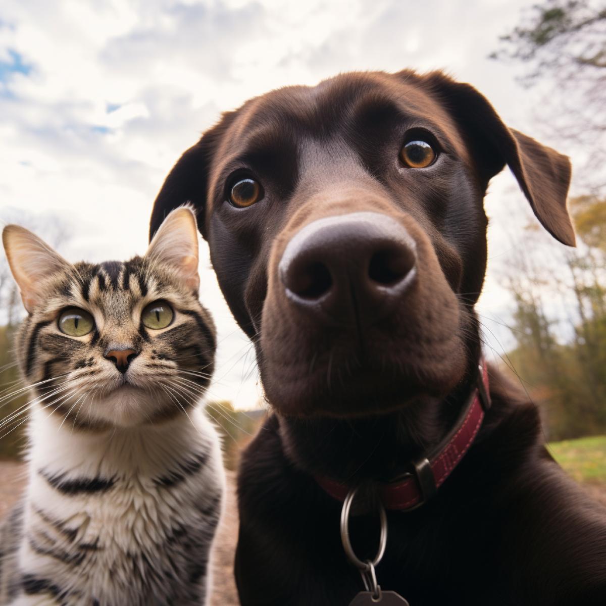 Dog takes selfie with cat