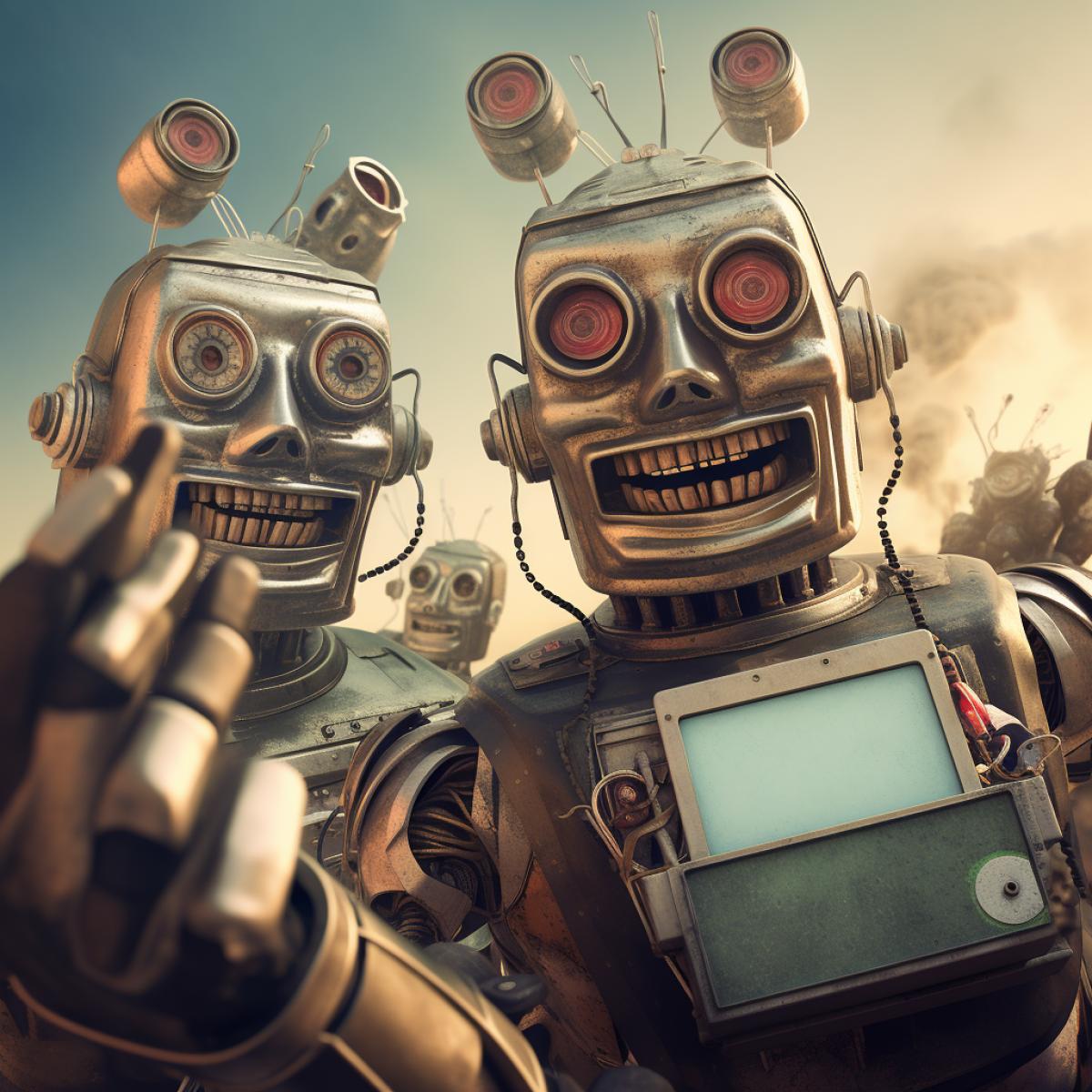old robots are making selfie
