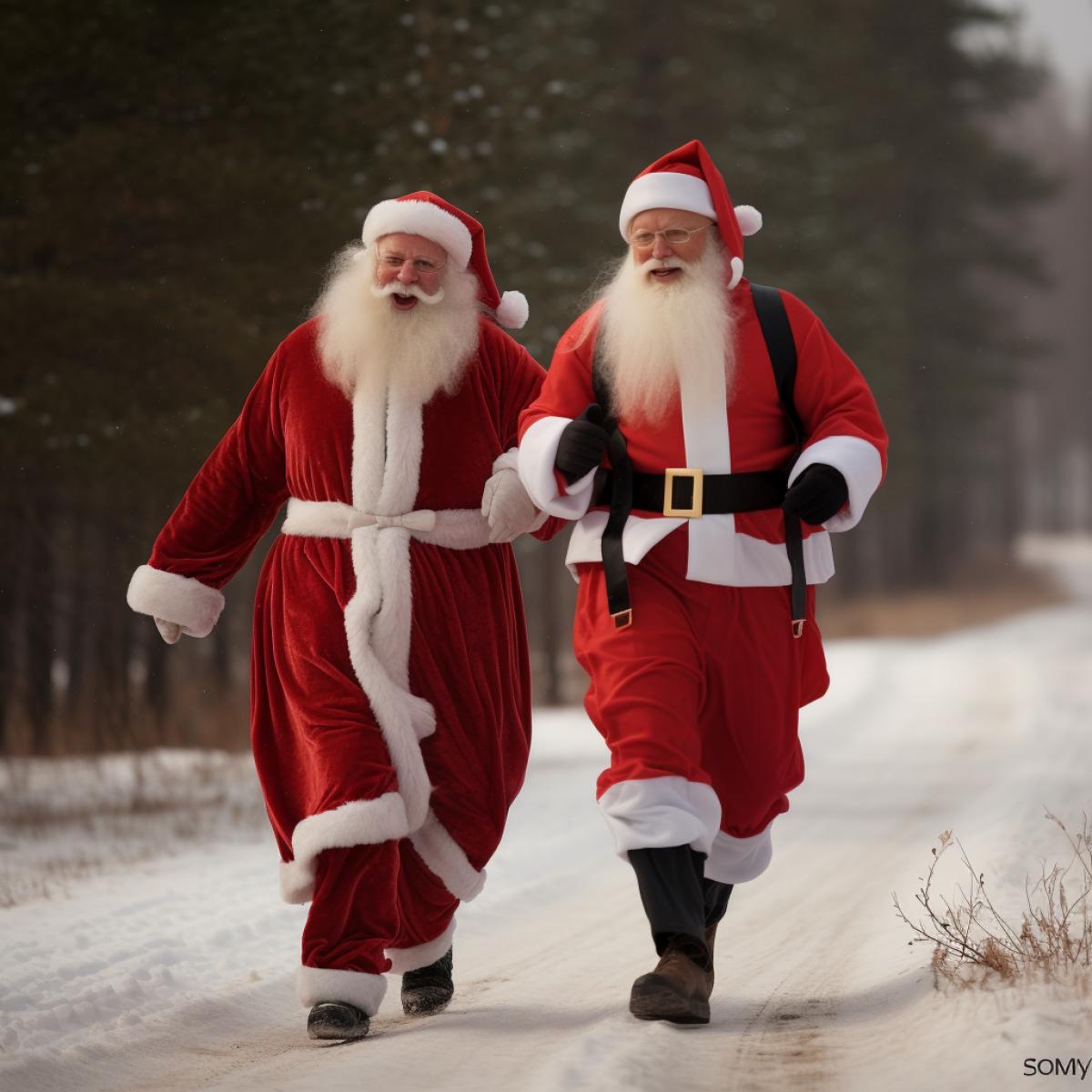 Russian and American Santas negotiating