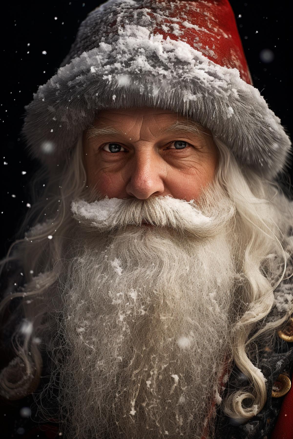 Father Frost is depicted as an old man with a long snow-white beard and hair covered with frosty frost. His freckled face expresses kindness and wisdom, and his eyes sparkle with warmth and fun. His face often shows wrinkles from years of experience.. . Santa Clauss clothes are a real work of art. On his head, he wears a tall, soft cap with white fur, decorated with bright embroideries and metal stars. His cloak is long, wide and decorated with golden or silver patterns depicting scenes of winter magic. The raincoat is complemented by a fur shoulder pad and trim.. . His long, insulated boots, often decorated with fur or embroidery, emphasize his status as a mysterious wizard. Santa Claus usually holds a staff or wand in his hands a symbol of his magical power.. . And, of course, we cannot forget that Santa Claus always carries a bag of gifts with him. This bag is often decorated with many twinkling stars and garlands.. . The overall impression of the appearance of the Russian Fathe