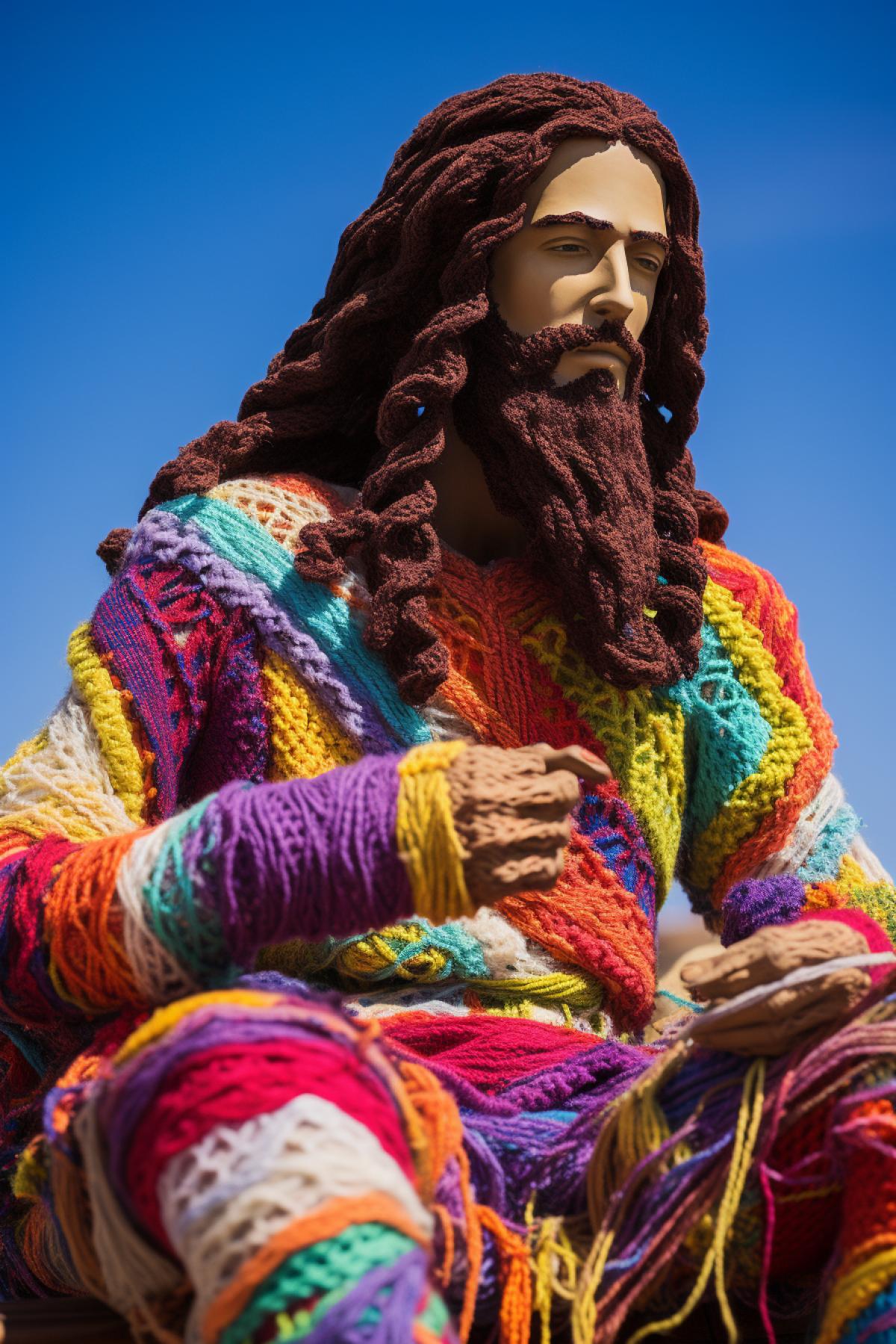 The god almighty creating the knitted universe