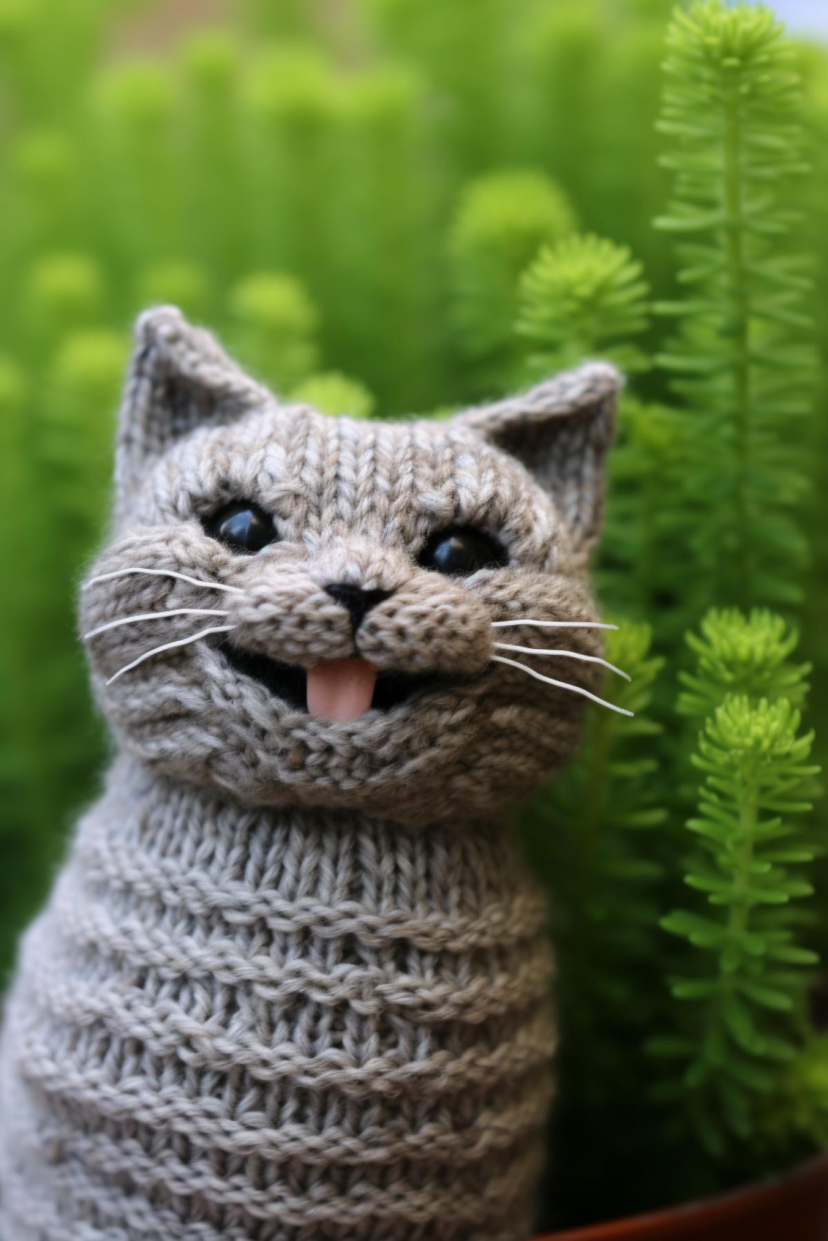 Knitted smile of non-existing cat