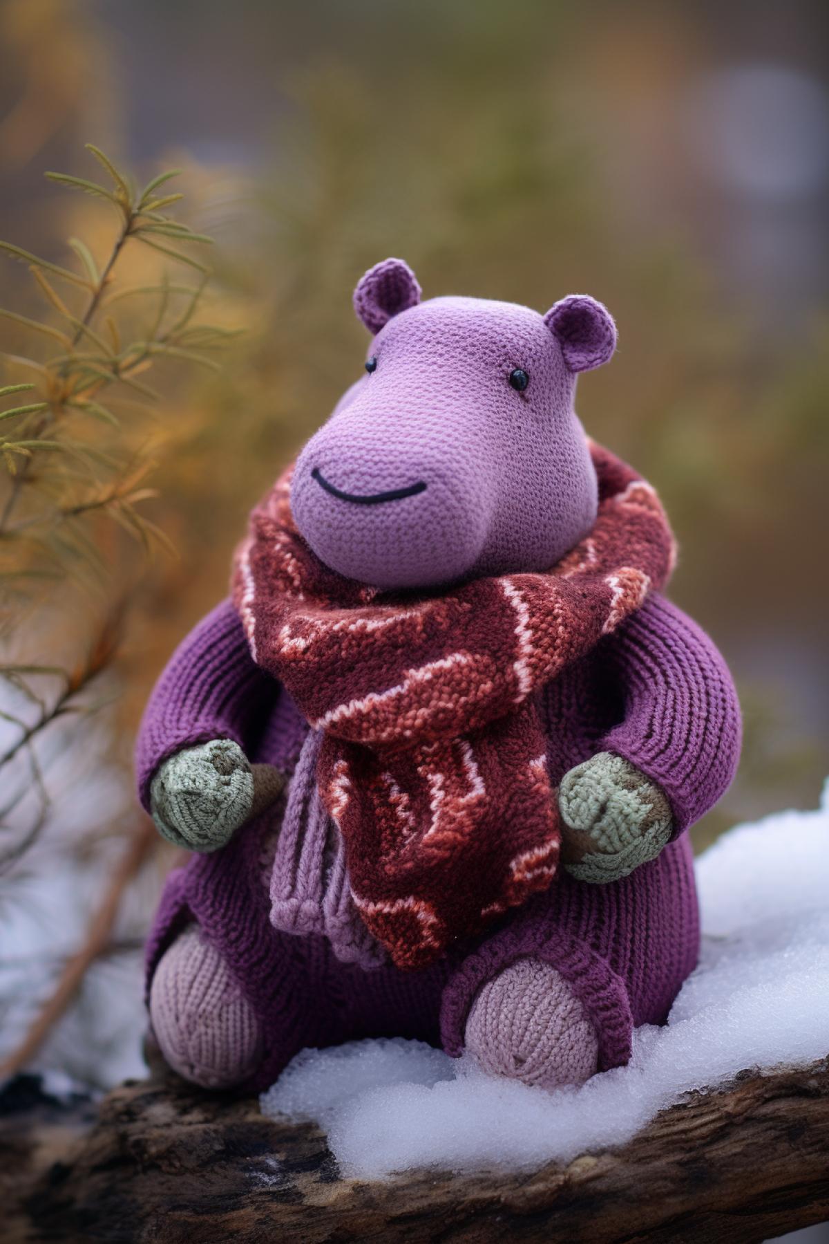 Knitted toy Fairy Hippopotamus