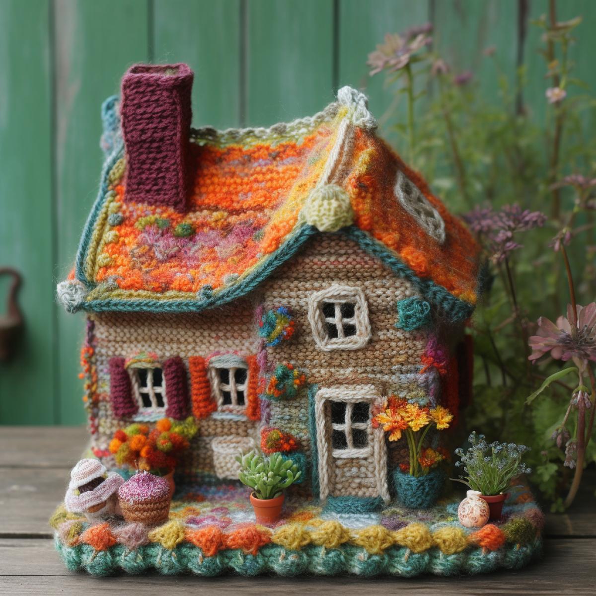 Knitted dollhouse, photo