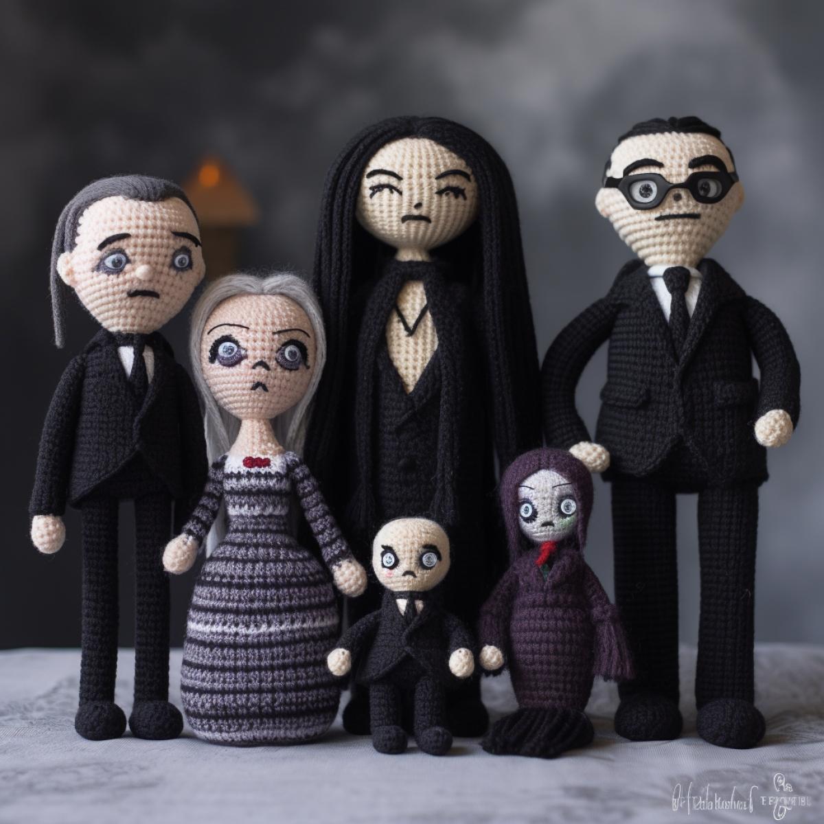 Knitted Addams Family, photo