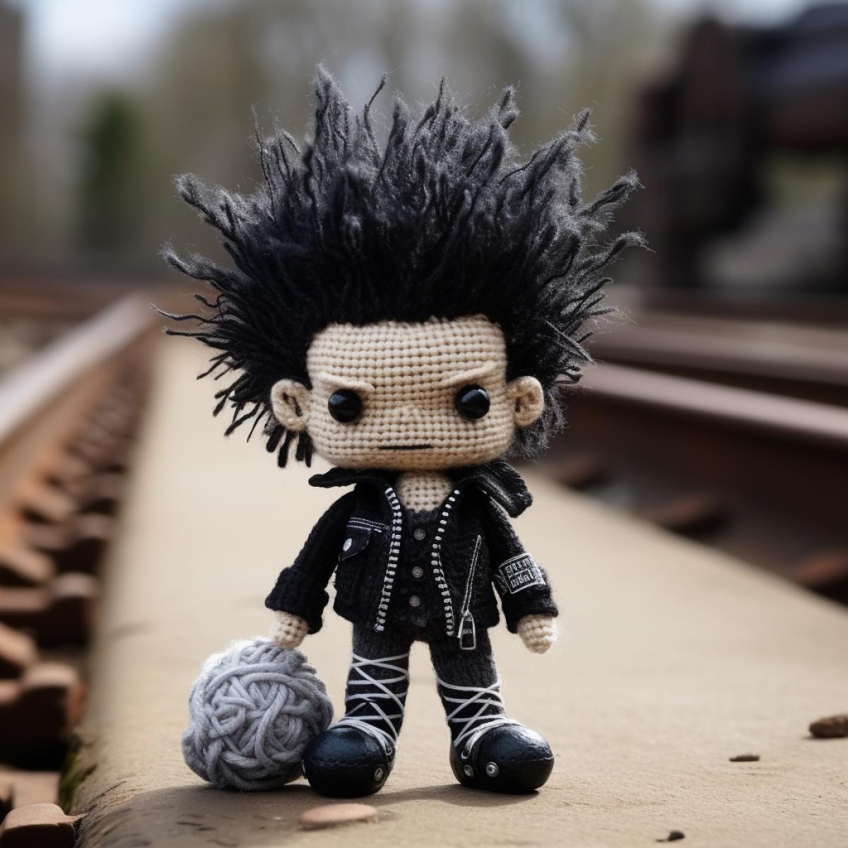 Knitted punk toy, fantasy style