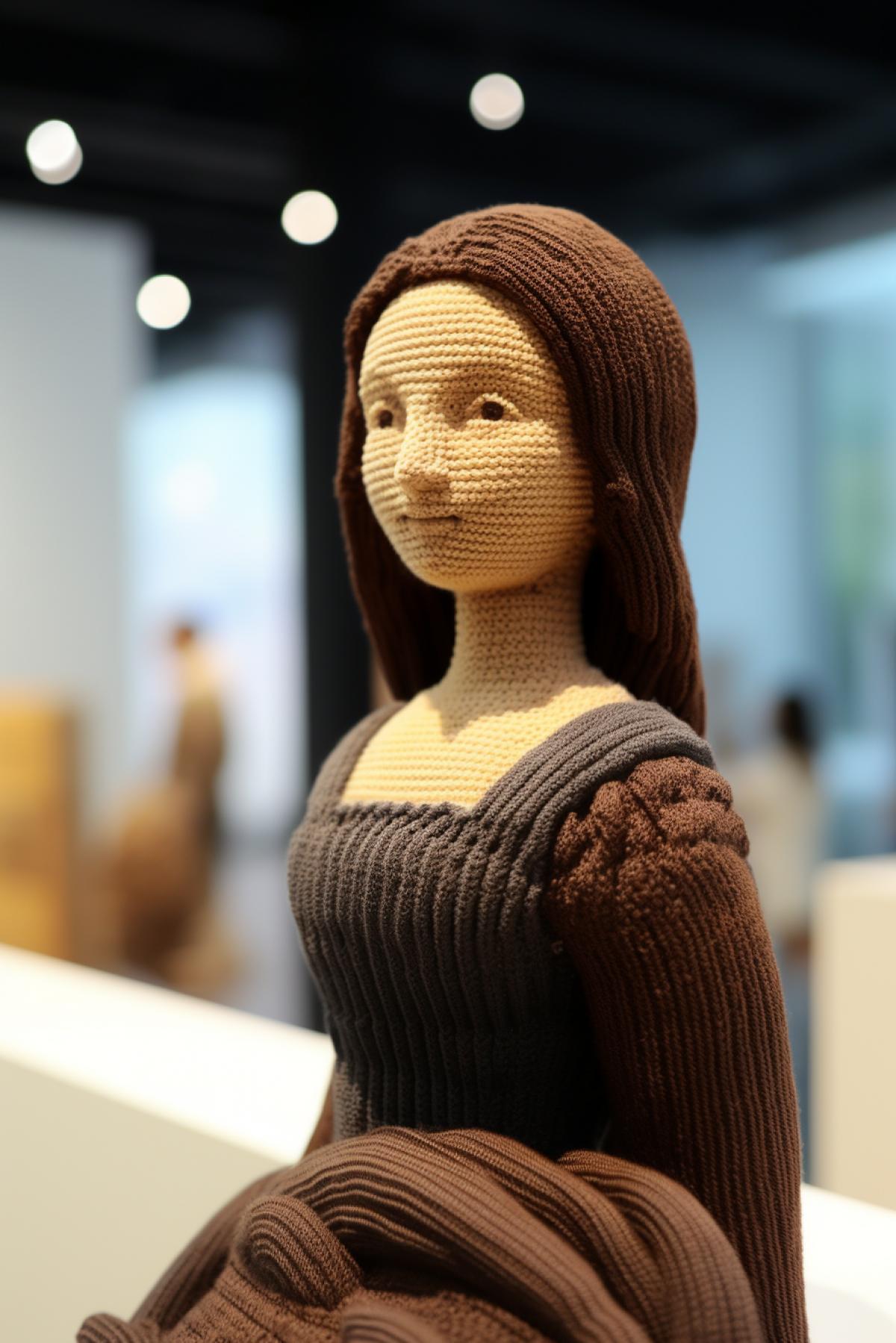 Knitted 3D Mona Lisa, Leonardo Da Vinci