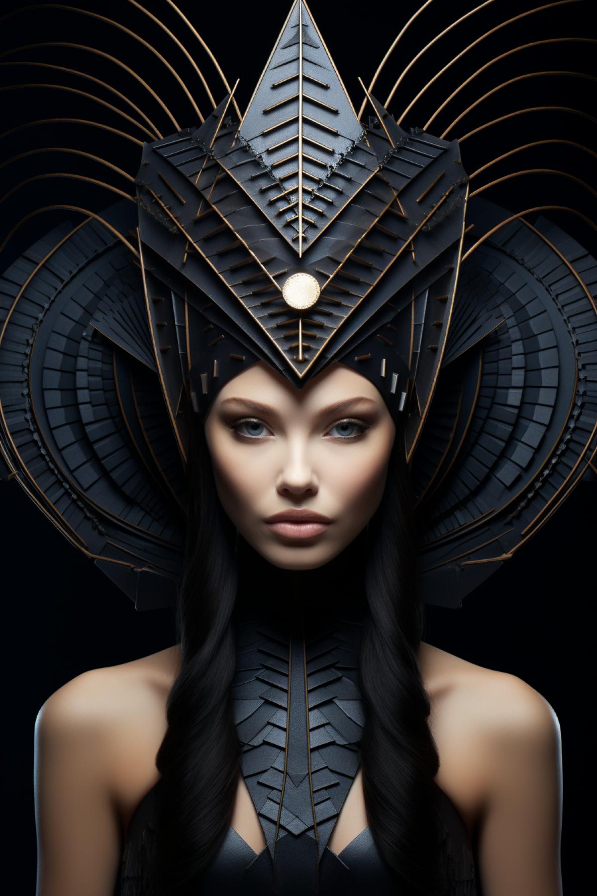 Geometric Extravaganza: An intricate headdress consisting of geometric shapes and lines to create a unique look.
