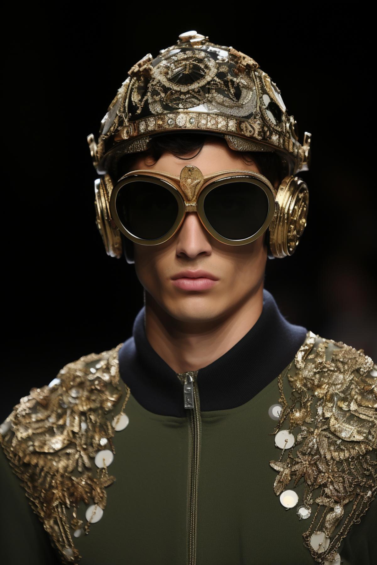 Military casco worked out by Dolce e Gabbana