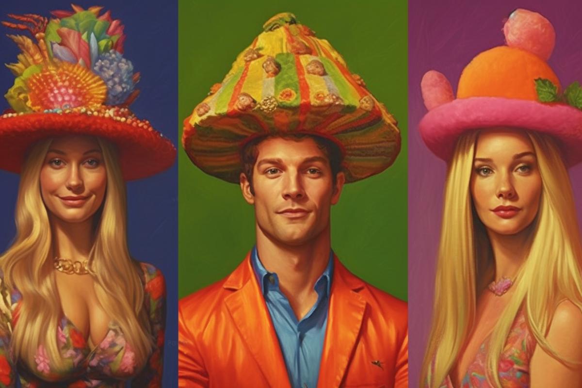 People in hats in the style 🦄🥞🦑