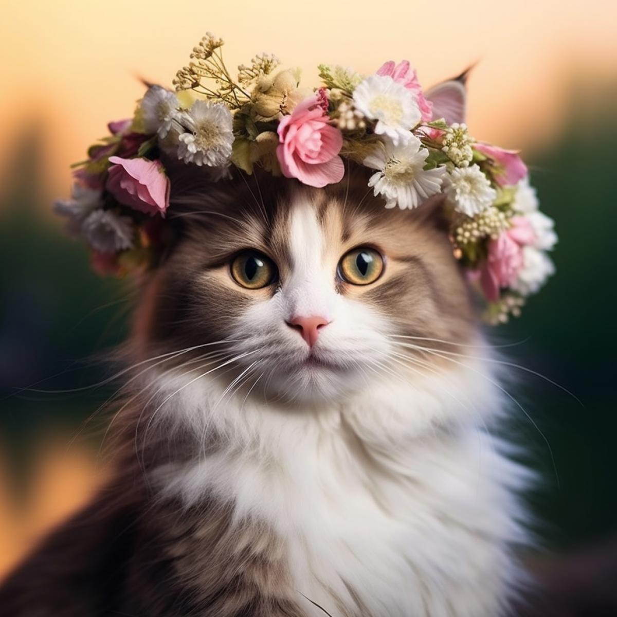 Very cute cat in a flower wreath. The best photo Ive ever seen.