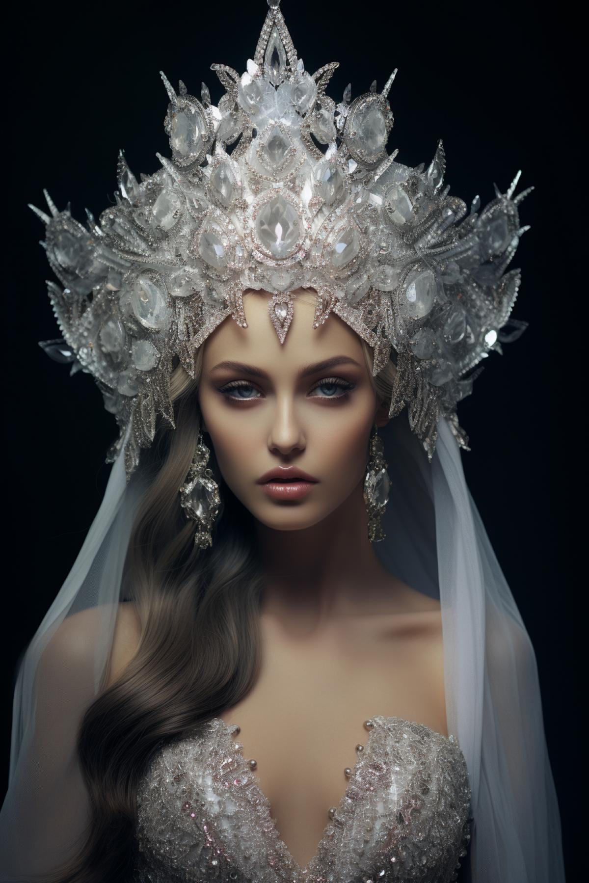 an exquisite headdress made of the finest glor crystal, with incredible beauty and delicacy, which gives the wearer an aura of sophistication and elegance.