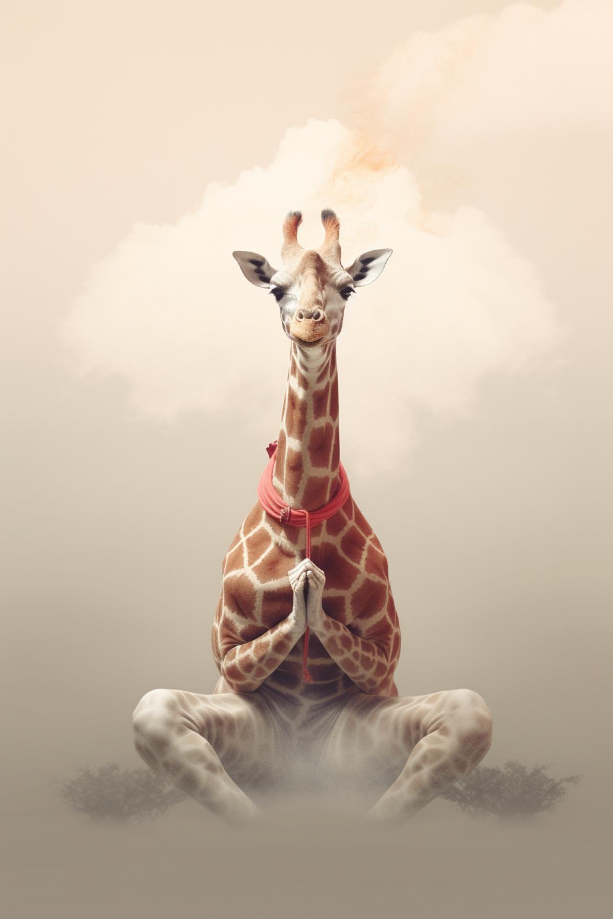 Giraffe meditates