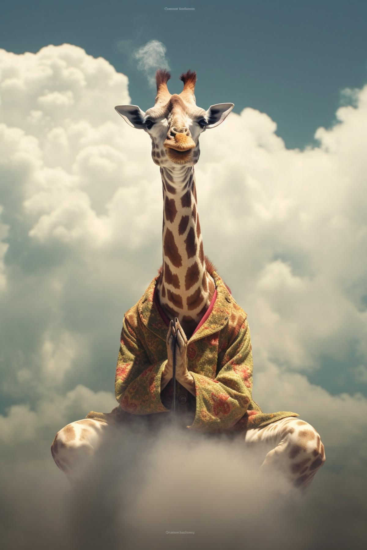 Giraffe meditates