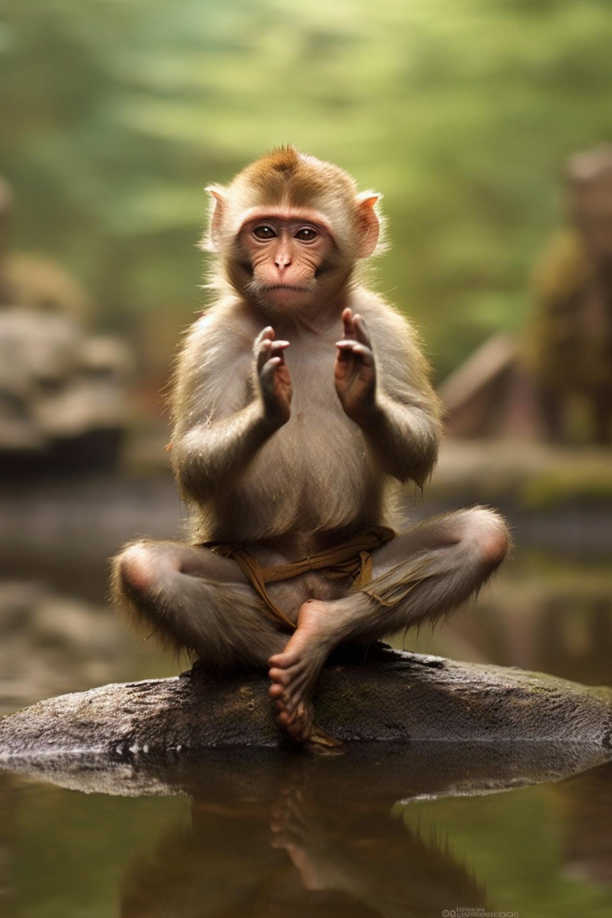 Monkey doing yoga