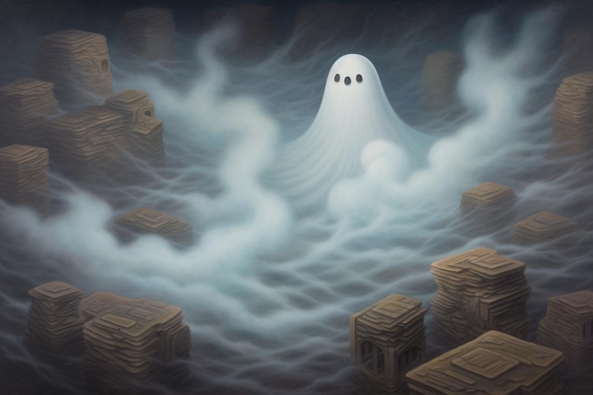 Ghost levitates in meditation, Japanese painting
