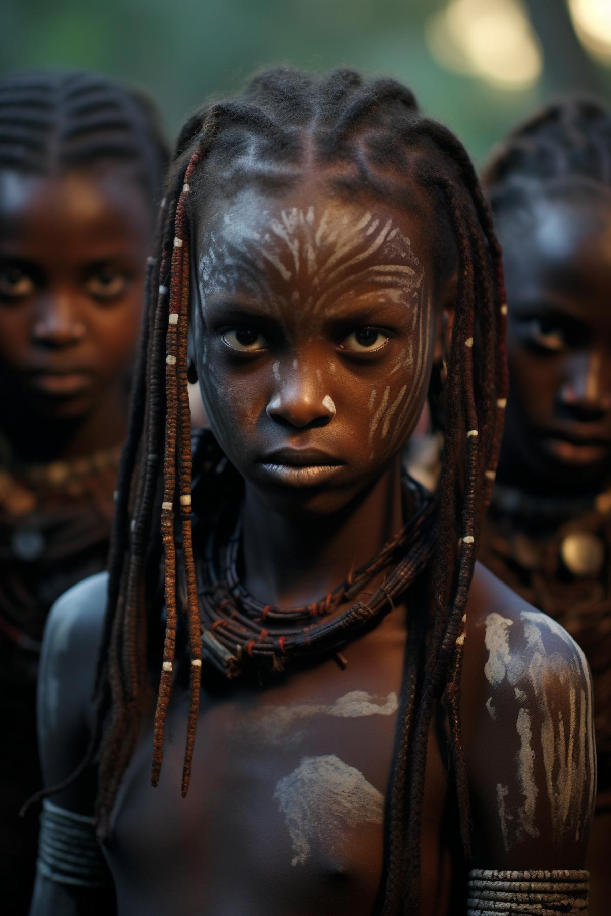 Ytrewqasd dark continent savage tribe in national hggdyjgs with vbghfdsy with fggyyggff faces reflecting kjjhhygff emotions general view low view twilight savannah