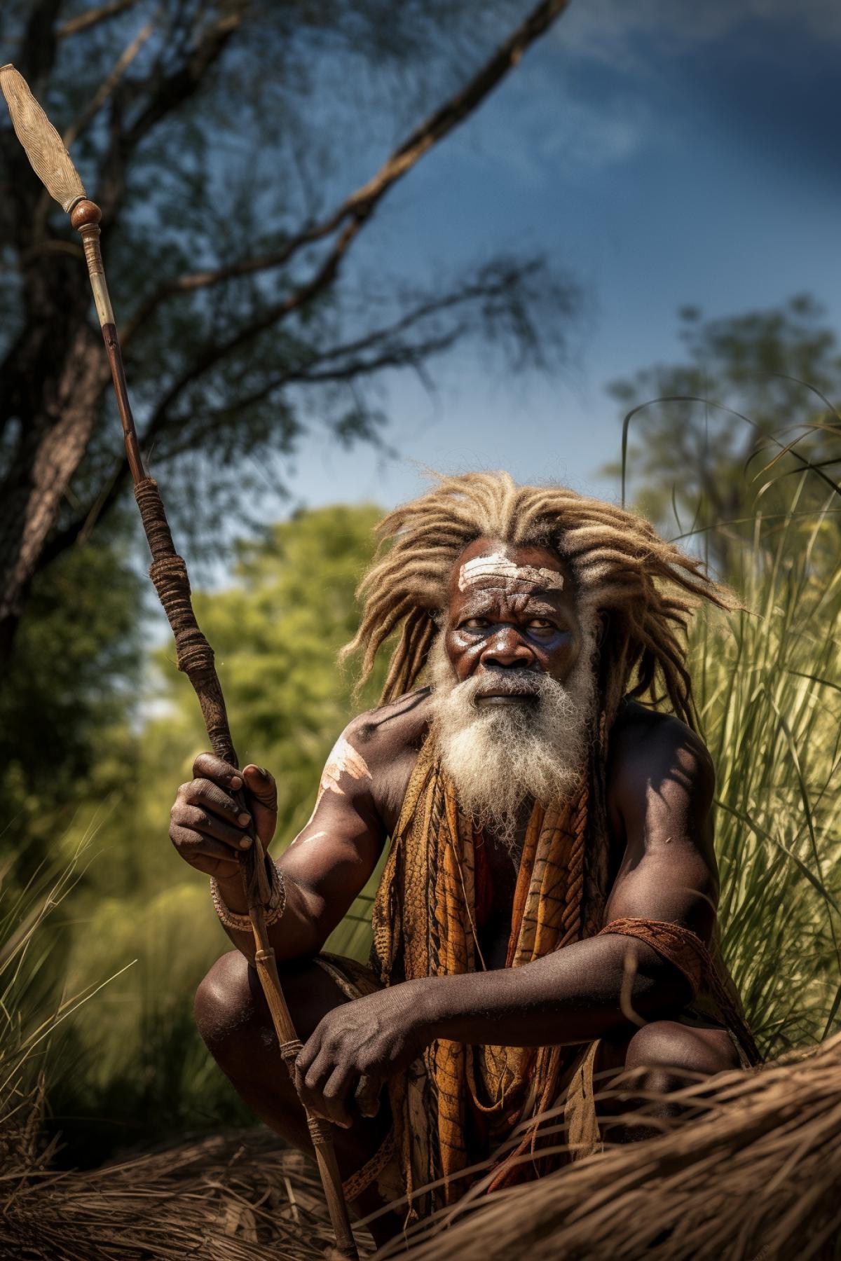 African Aborigine hunts a lion photograph bright and rich colors