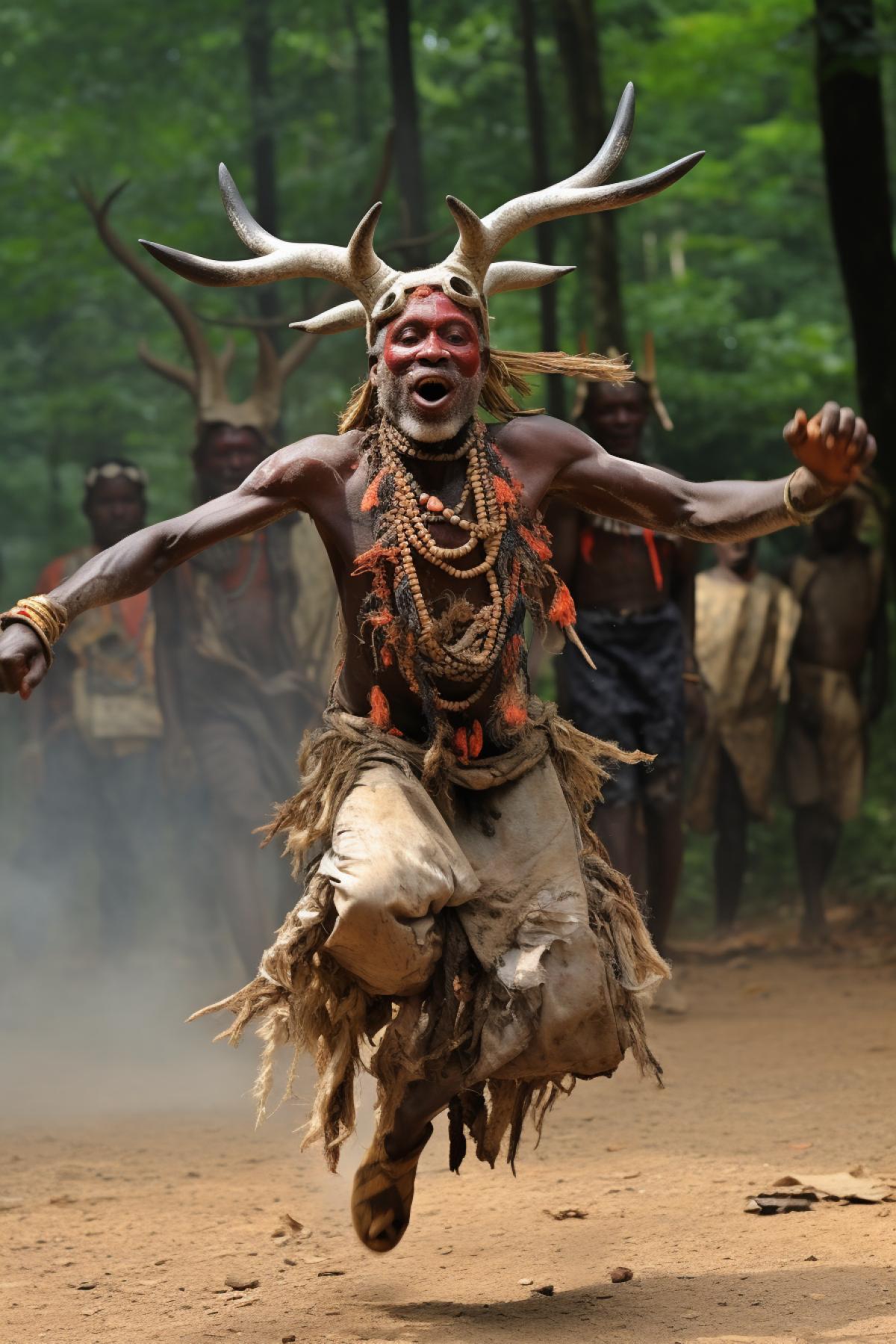 Yoruba spirit of hunting eighty ritual dancing natural video frame