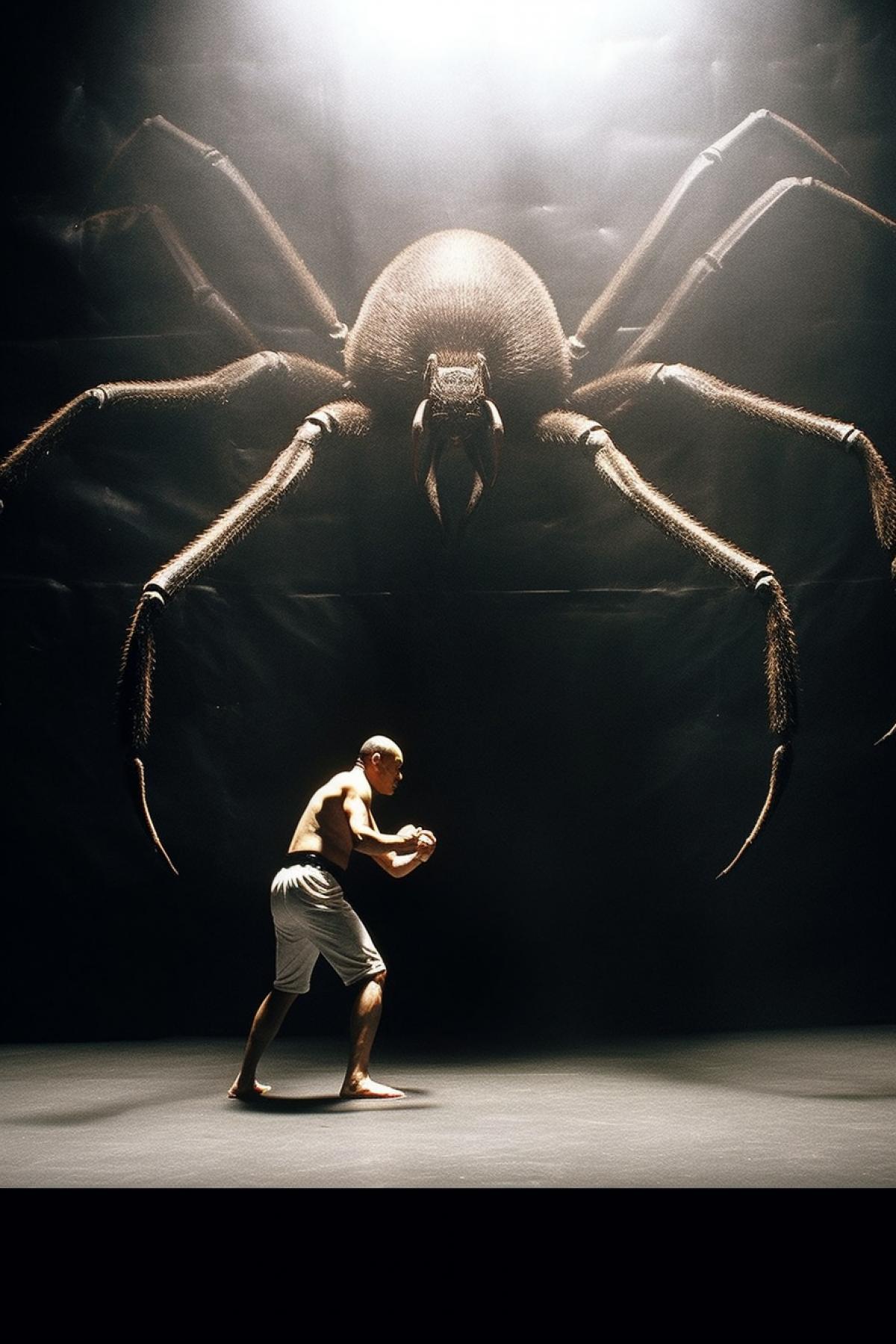 Boxing ring man came face to face with a spider