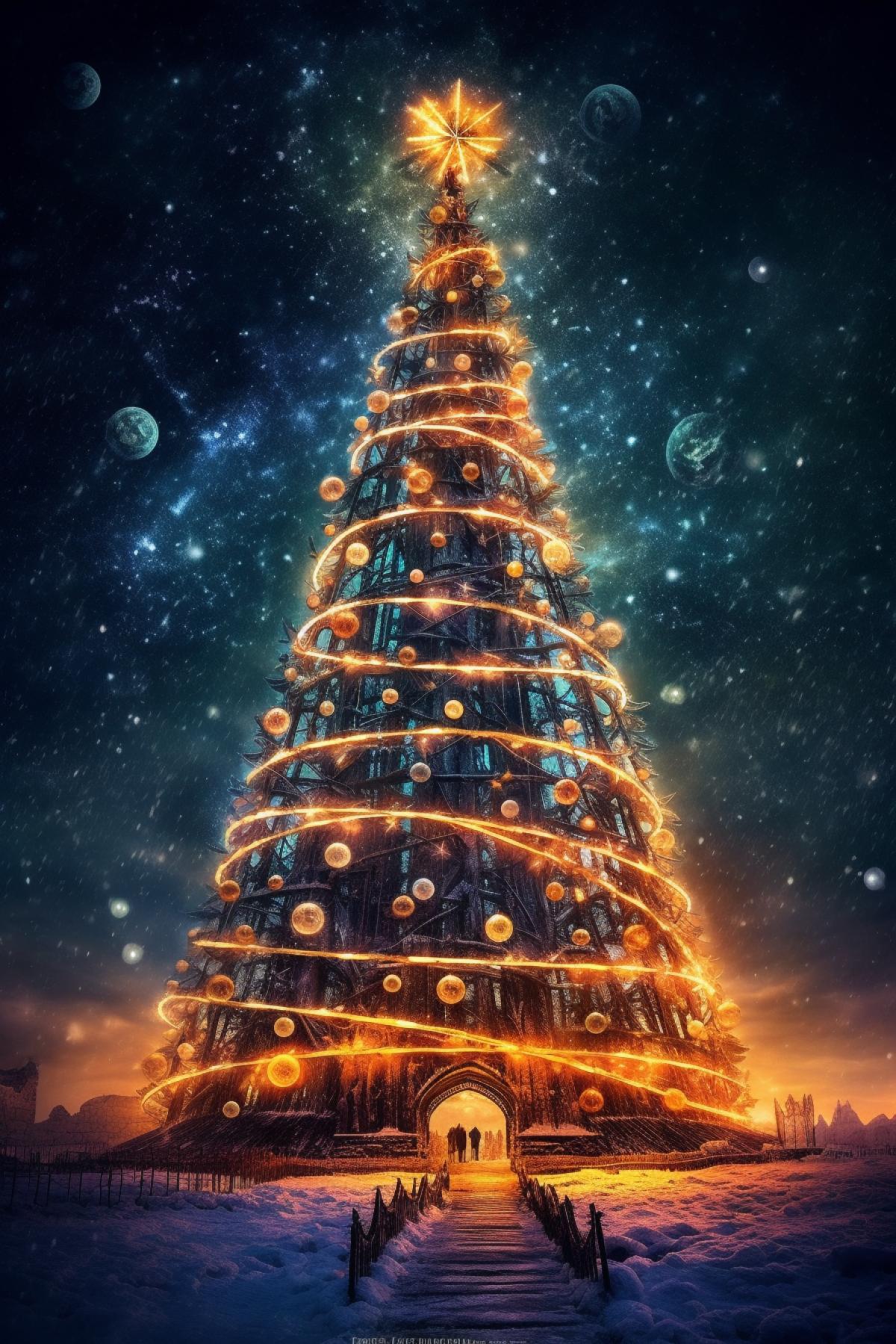 Very beautiful Christmas tree (at night)
