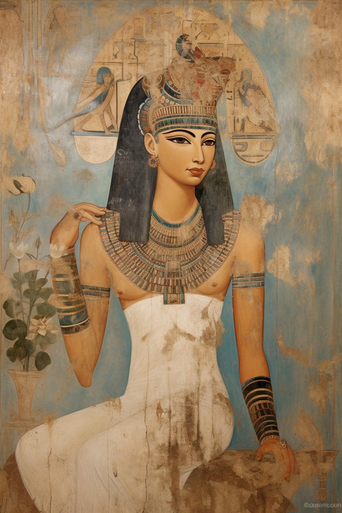 Egyptian fresco with Cleopatra