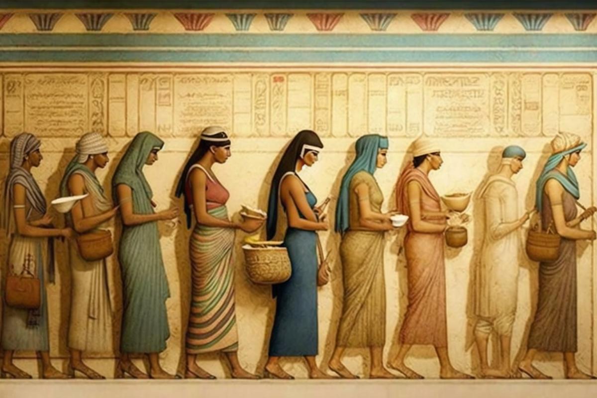 queue in the store for the egg seller, Egyptian fresco
