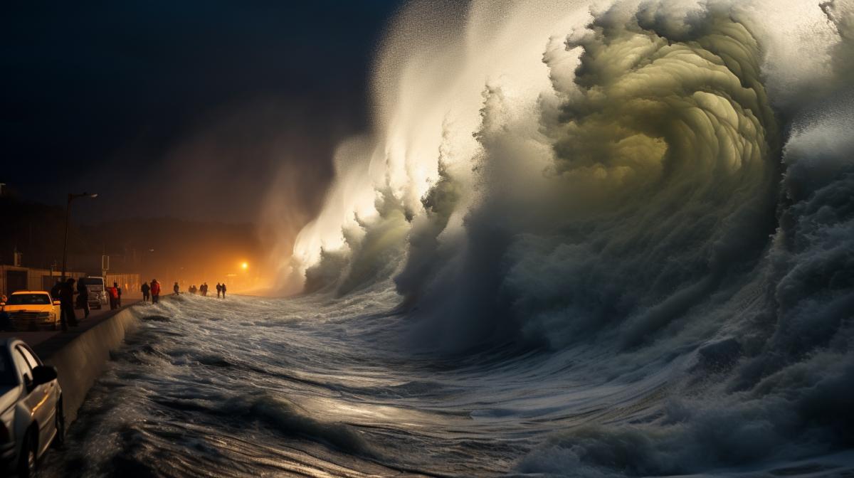 breathtaking photo, tsunami, big waves, violence of the elements