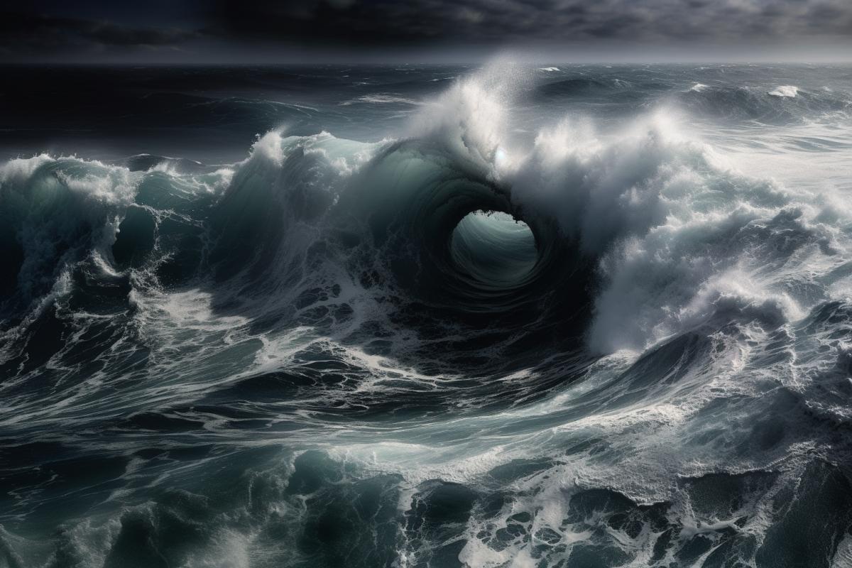 Whirlpool, ocean, storm, strength, power, greatness