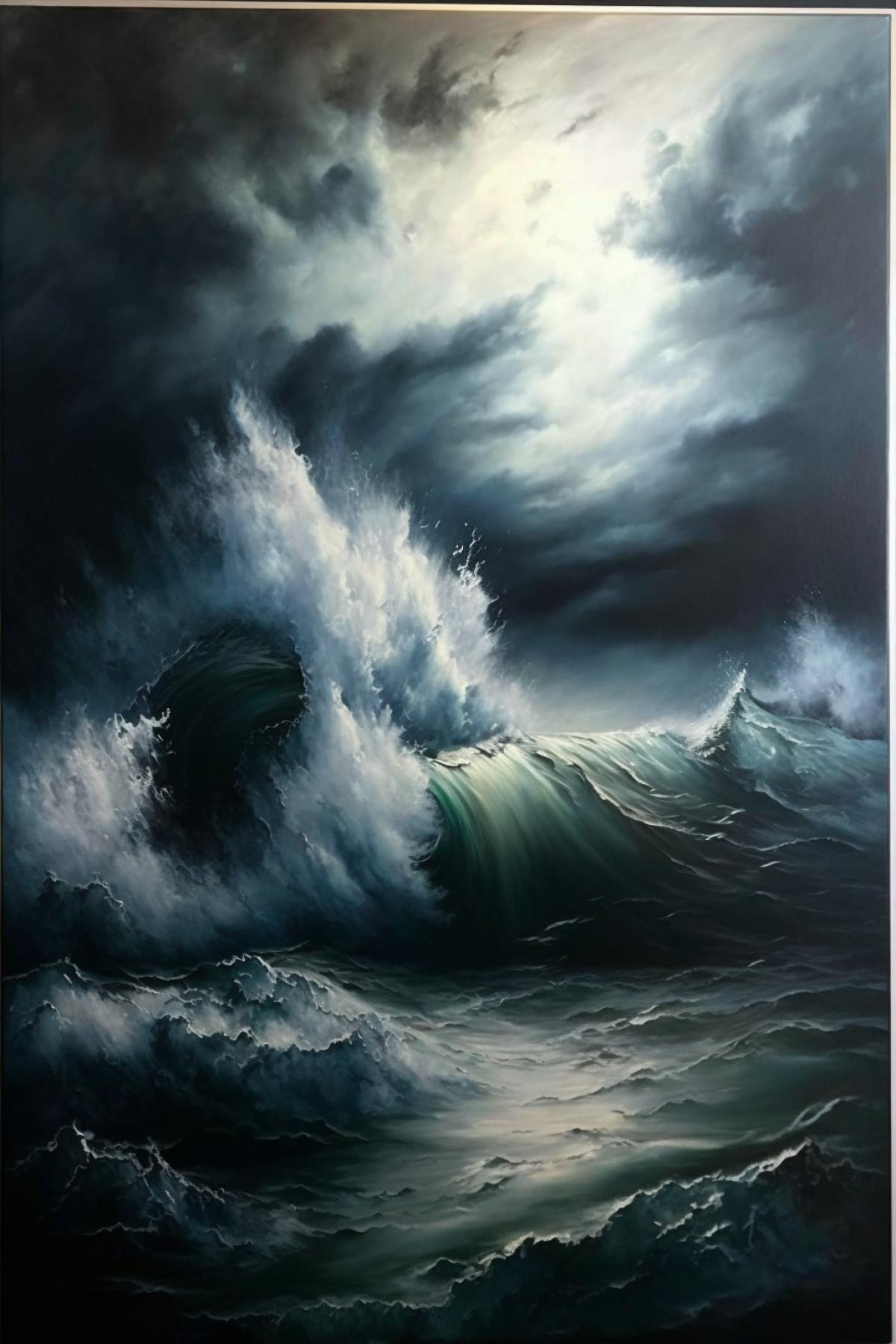 storm at sea, oil painting, painting, large strokes