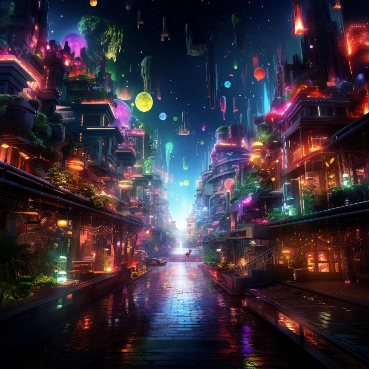 colorful universe in gljar, neon, cinematic lighting
