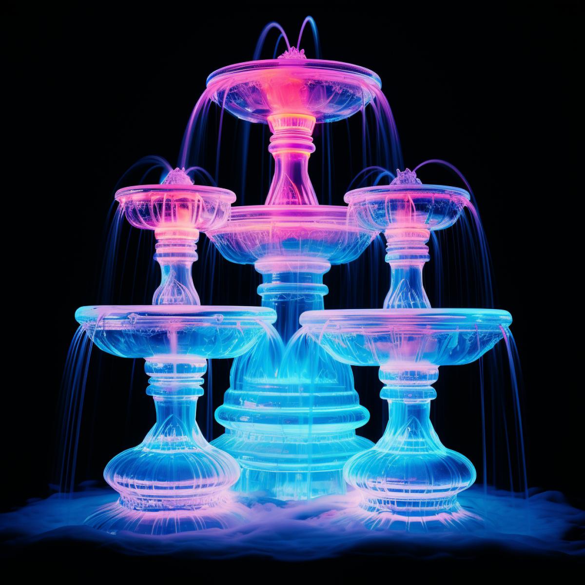neon lights triple exposure X-ray fountain