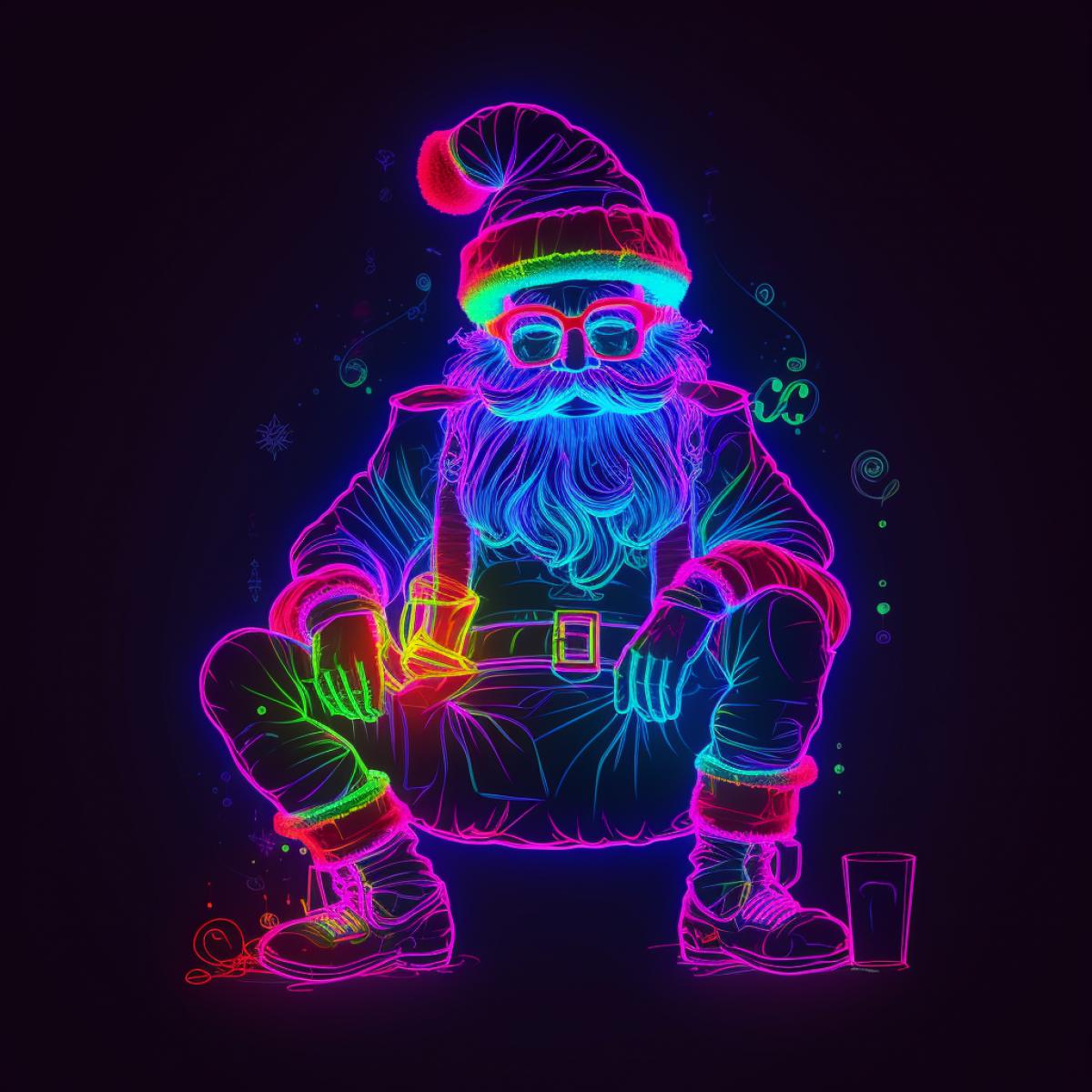 Santa Claus, elf, new year, neon