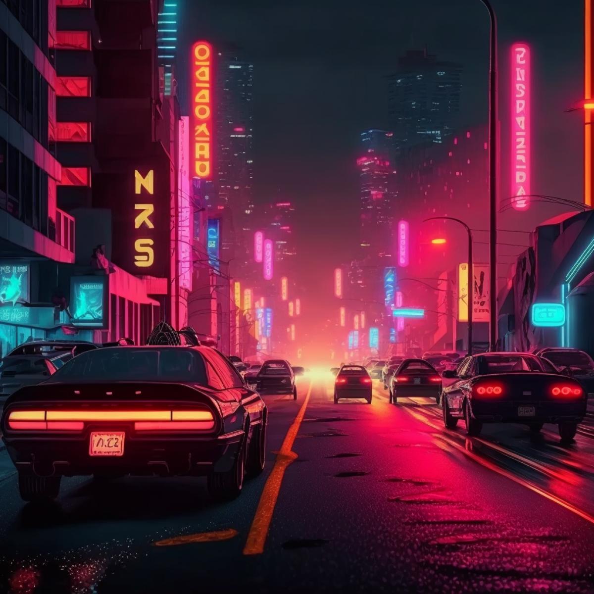 night street of the metropolis all in neon lights, realistic, cinematic, dramatic, hyperdetailed, hyperrealistic