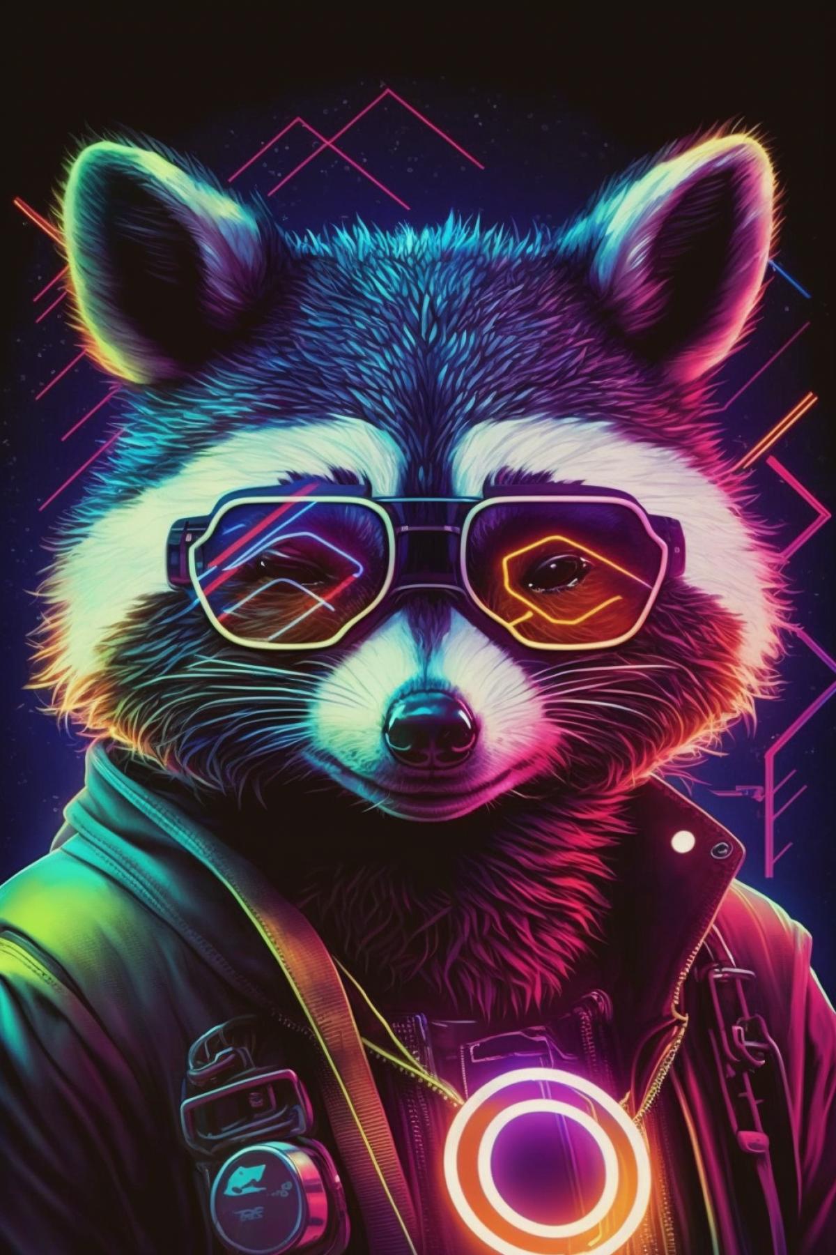 Neon raccoon. Masterpiece.