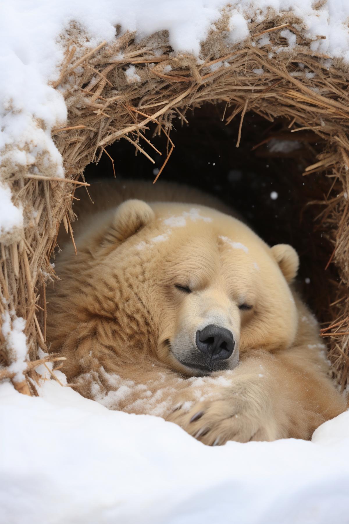 ly sleeping bear in his winter den