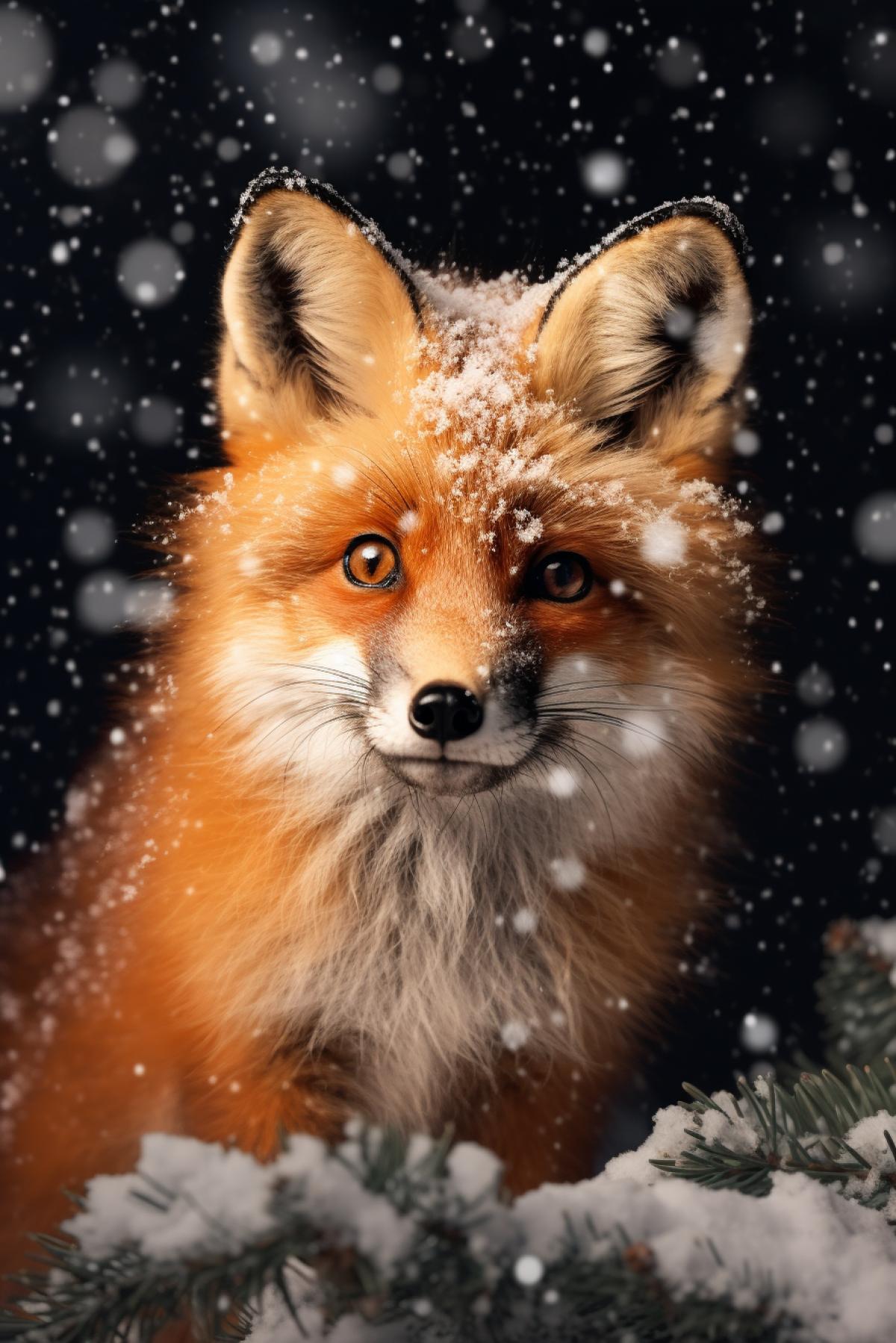Bear-foxes Fox, winter, snowfall, snow, cute , magic atmosphere , professional highly detailed painting, professional art, 8k, ultra realistic, photo taken by professional photographer