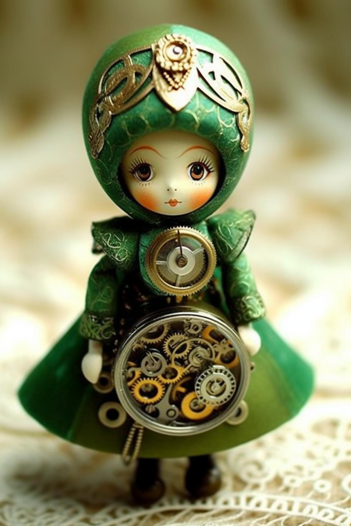 Matryoshka chameleon green faberge steampunk baroque magic